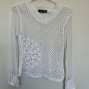 Point Zero White Crochet Blouse